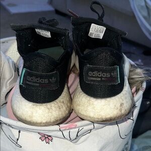 Adidas Black and White Sneakers with Knit Construction